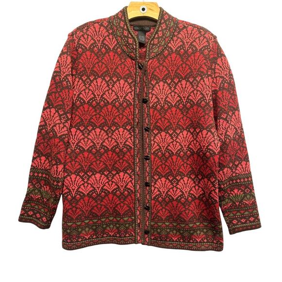 Nomadic Traders Sweater Women L Fair Isle Button Up Cardigan - Picture 1 of 8